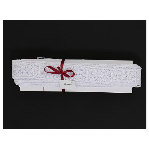 Tabique encaje blanco Macramé bordado cruz griega Rosas 4 cm €/m 3