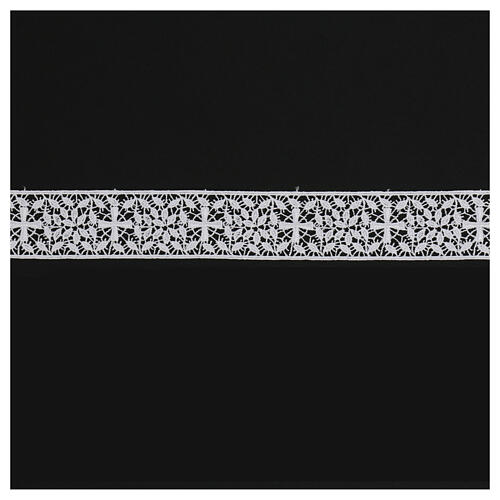 White lace trim Macrame embroidered Greek cross roses 4 cm euro/mt 1
