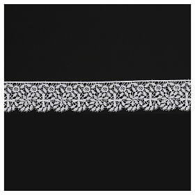 Lace edged trim white Macrame embroidery Greek cross roses 5 cm USD/mt