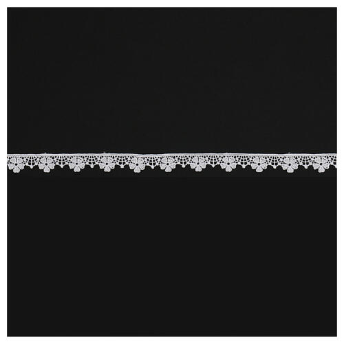 Makramee-Spitzenband, weiß, Blütenmotiv, 2 cm, euro/mt 1