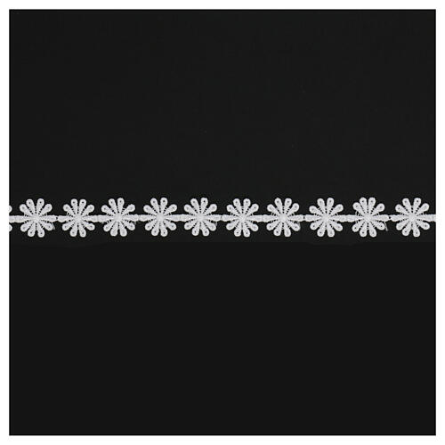 Makramee-Spitzenband, weiß, Blütenmotiv, 3 cm, euro/mt 1