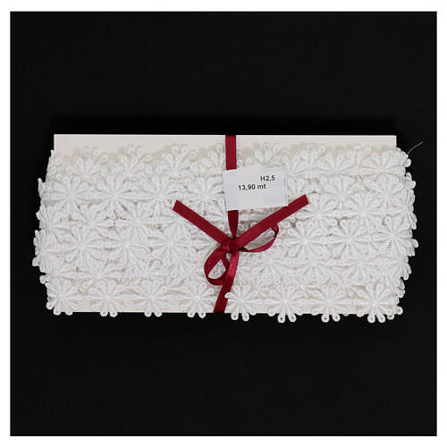 Makramee-Spitzenband, weiß, Blütenmotiv, 3 cm, euro/mt 3