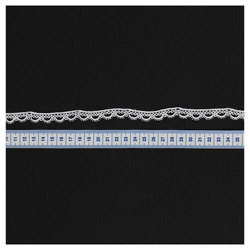 White lace trim of 1 cm, macramé, euro/m 6