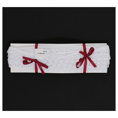 White lace trim, macramé embroidery with curly pattern, 2 cm euro/m 3