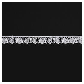 White lace trim, macramé embroidery with rose pattern, 3 cm euro/m