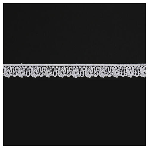 White lace trim, macramé embroidery with rose pattern, 3 cm euro/m 1