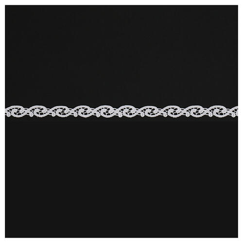 White lace band, macramé embroidery with curly pattern, 2 cm euro/m 1