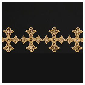 Golden lace band of cross with lily flower shape, macramé, 9 cm euro/m