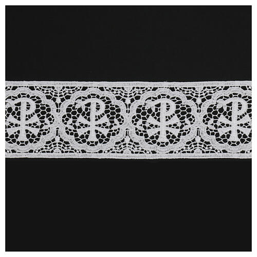 White macrame lace band with Chi-Rho 9 cm euros/m 1