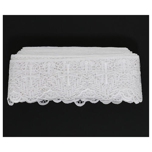 White lace trim, macramé embroidery with spikes and cross pattern, 10 cm euro/m 3