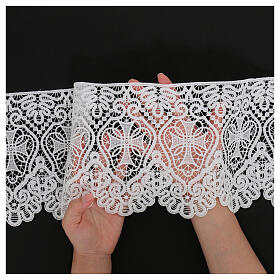 White macramé lace with cross, 17 cm, euro/m