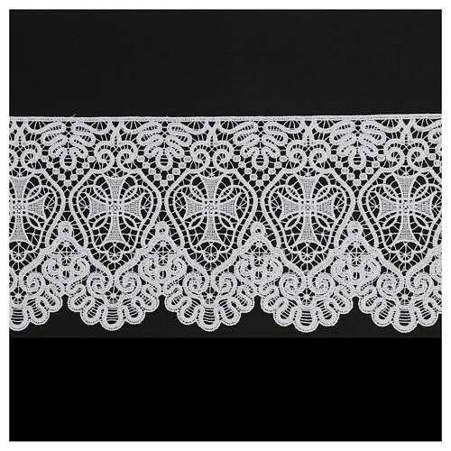 White macramé lace with cross, 17 cm, euro/m 1