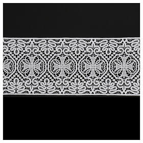 White macramé lace band, cross pattern, 15 cm, euro/m