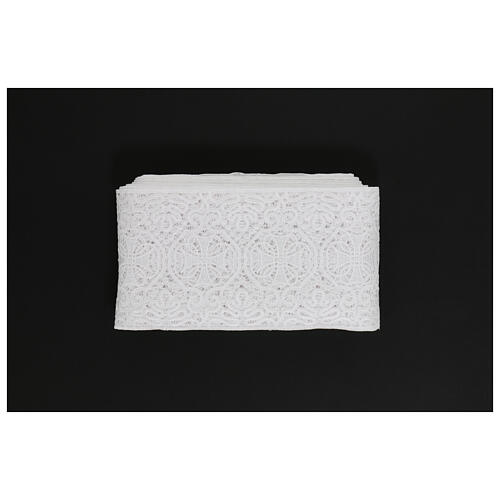 White macramé lace band, cross pattern, 15 cm, euro/m 3