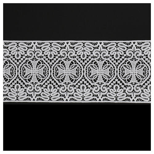Tramezzo macramè con croce bianco 15 cm euro/mt 1
