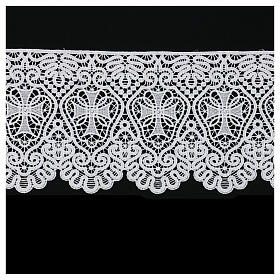 Macrame ecclesiastical lace with white cross 22 cm USD/mt