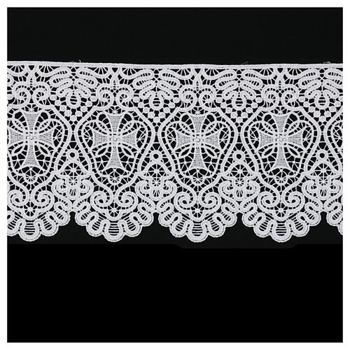 Macrame ecclesiastical lace with white cross 22 cm USD/mt 1