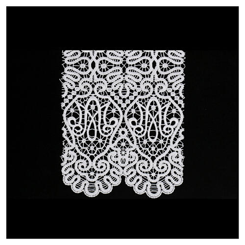 White macramé lace with Marial embroidery, 22 cm, euros/m 1