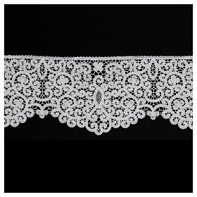 Macramé bobbin lace of white silk, 15 cm, euros/m