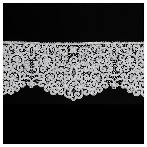 Macramé bobbin lace of white silk, 15 cm, euros/m 1