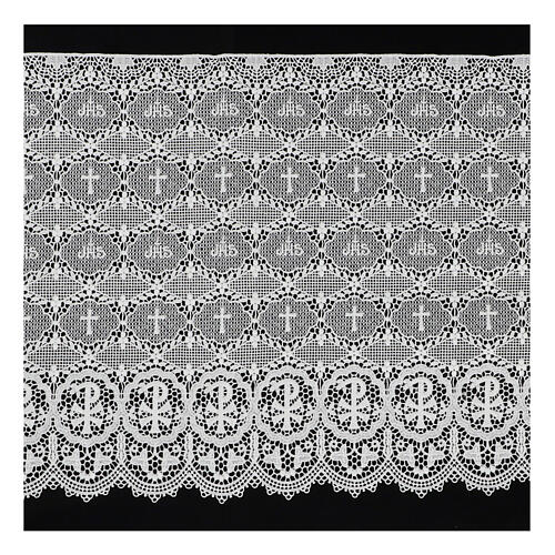 Dentelle en macramé Chi-Rho avec nid d'abeille blanc 55 cm euro/m 1