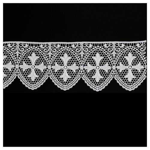 Renda branca macramé cruz com pontas em lírio 12 cm euros/metro 1