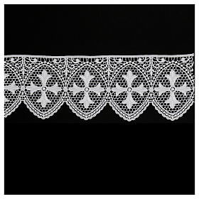 Macrame lace with white lily cross 12 cm USD/mt