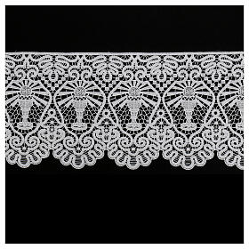 Macrame lace with white chalice 17 cm USD/mt