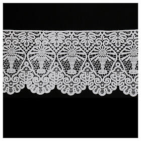 Macrame lace with white chalice 22 cm USD/mt