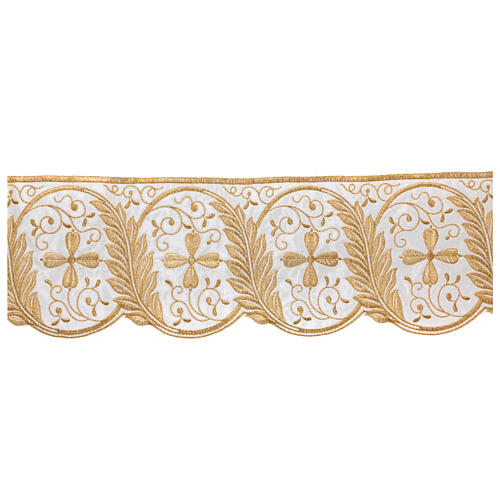 Satin décoré avec dentelle dorée épis 14 cm euros/m 1
