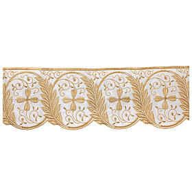 Raso decorato con pizzo dorato spighe 14 cm euro/mt