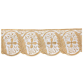 Golden lace trim decorated with golden satin wheat 14 cm euro/mt