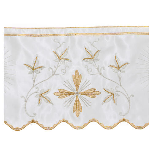 Border satin trim with embroidery of golden and silver chalice and JHS 21 cm euros/m 4
