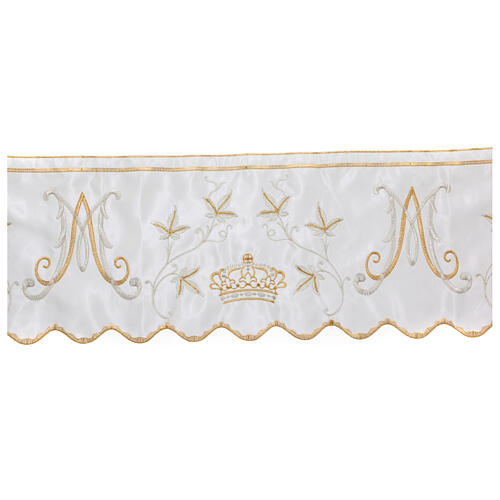 Border satin trim with Marian embroidery, golden and silver, 22 cm euros/m 1