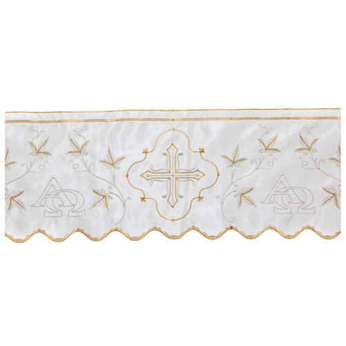 Border satin trim with embroidery of golden and silver alpha and omega 20 cm euros/m 1