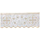 Border satin trim with embroidery of golden and silver alpha and omega 20 cm euros/m s3