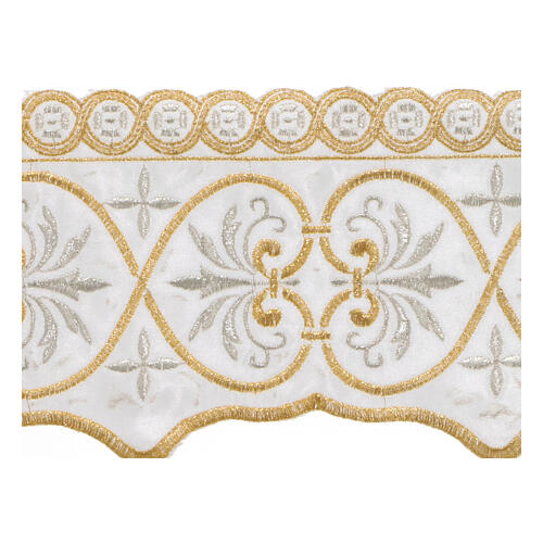 Border satin trim with embroidery of hearts and lilies pattern 13 cm euros/m 2