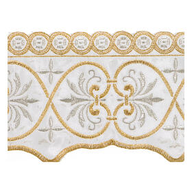 Raso decorato pizzo oro argento cuori giglio 13 cm euro/mt