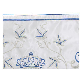 Border satin Marian trim with silver and light blue embroidery 22 cm euros/m