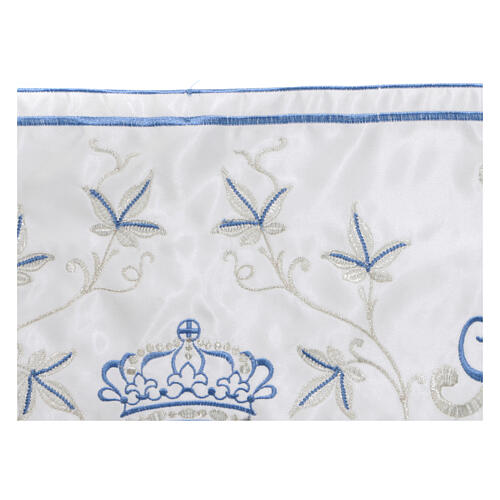 Border satin Marian trim with silver and light blue embroidery 22 cm euros/m 2