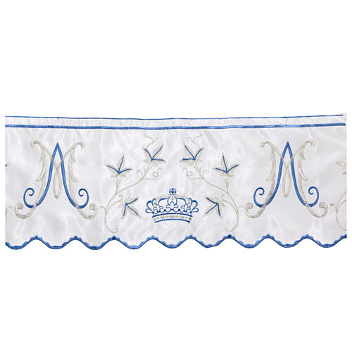 Border satin Marian trim with silver and light blue embroidery 22 cm euros/m 3