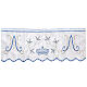 Border satin Marian trim with silver and light blue embroidery 22 cm euros/m s3