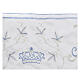 Border satin Marian trim with silver and light blue embroidery 22 cm euros/m s4