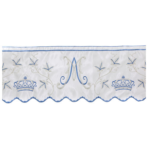 Marian trim satin white silk blue silver embroidery 22 cm euro/mt 1