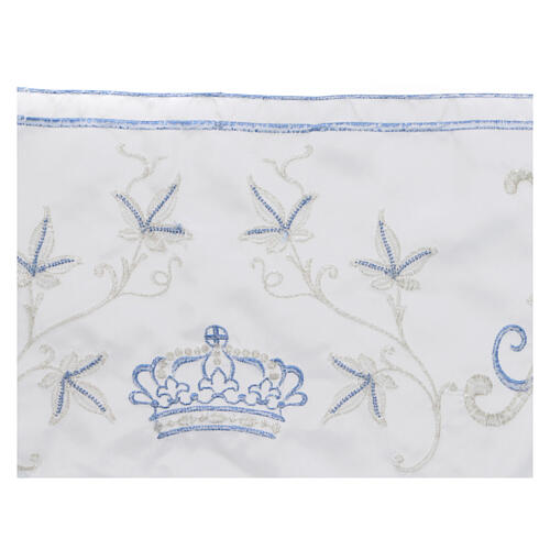Marian trim satin white silk blue silver embroidery 22 cm euro/mt 4