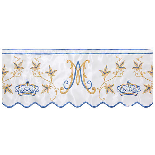 Raso Mariano blanco seda bordado azul oro 22 cm €/m 1