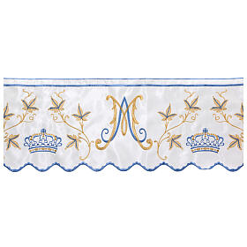 Marian satin white silk blue gold embroidery 22 cm euro/mt