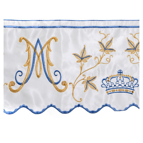 Marian satin white silk blue gold embroidery 22 cm euro/mt 2