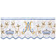 Marian satin white silk blue gold embroidery 22 cm euro/mt s1