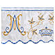 Marian satin white silk blue gold embroidery 22 cm euro/mt s2